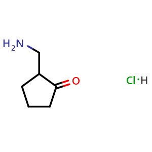 Chemical structure of 2-(Aminomethyl)cyclopentanone hydrochloride , CAS 1360547-45-0, AChemBlock U139696