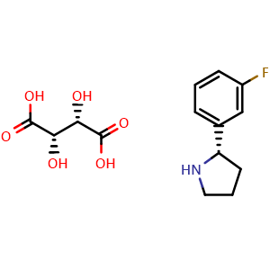 Chemical structure of (S)-2-(3-Fluorophenyl)pyrrolidine D-Tartrate , CAS 1355239-03-0, AChemBlock U139711