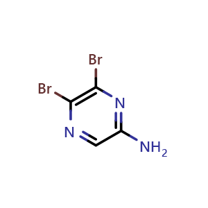 Chemical structure of 2-Amino-5,6-dibromopyrazine , CAS 1353100-86-3, AChemBlock U139725