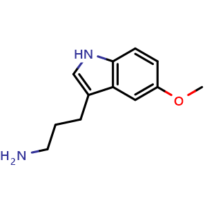 Chemical structure of 3-(5-Methoxy-3-indolyl)-1-propanamine , CAS 13491-50-4, AChemBlock U139749