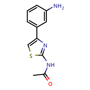 Chemical structure of N-[4-(3-Aminophenyl)-2-thiazolyl]acetamide , CAS 134812-30-9, AChemBlock U139751