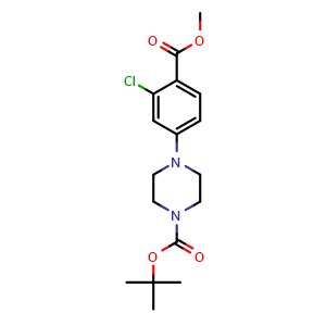 Chemical structure of Methyl 4-(4-Boc-1-piperazinyl)-2-chlorobenzoate , CAS 1346597-59-8, AChemBlock U139756