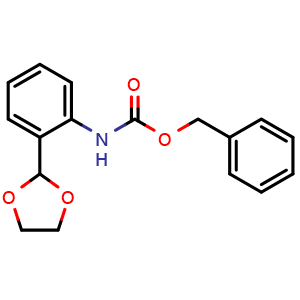 Chemical structure of 2-[2-(Cbz-amino)phenyl]-1,3-dioxolane , CAS 1346597-58-7, AChemBlock U139757