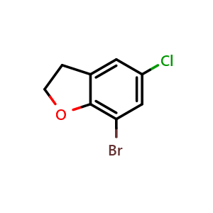 Chemical structure of 7-Bromo-5-chloro-2,3-dihydrobenzofuran , CAS 134402-21-4, AChemBlock U139764