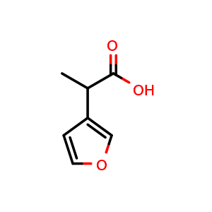 Chemical structure of 2-(3-Furyl)propanoic acid , CAS 1338959-45-7, AChemBlock U139782