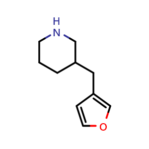 Chemical structure of 3-(3-Furylmethyl)piperidine , CAS 1337706-46-3, AChemBlock U139788