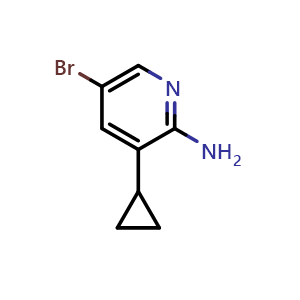 Chemical structure of 2-Amino-5-bromo-3-cyclopropylpyridine , CAS 1335059-09-0, AChemBlock U139794