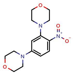 Chemical structure of 2,4-Dimorpholinonitrobenzene , CAS 133387-34-5, AChemBlock U139798