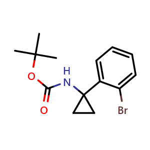 Chemical structure of N-Boc-1-(2-bromophenyl)cyclopropanamine , CAS 1332766-03-6, AChemBlock U139801