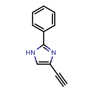 Chemical structure of 4-Ethynyl-2-phenylimidazole , CAS 13317-72-1, AChemBlock U139803