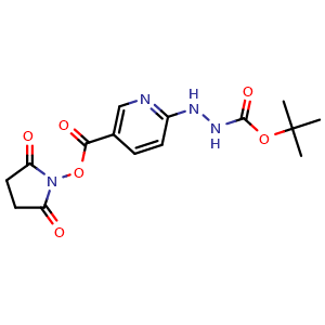 Chemical structure of Succinimidyl 6-(2-Boc-hydrazino)nicotinate , CAS 133081-26-2, AChemBlock U139806