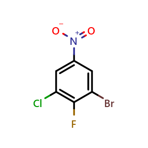 Chemical structure of 1-Bromo-3-chloro-2-fluoro-5-nitrobenzene , CAS 1330583-70-4, AChemBlock U139809