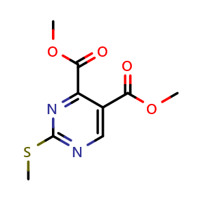 Chemical structure of Dimethyl 2-(Methylthio)-4,5-pyrimidinedicarboxylate , CAS 132973-51-4, AChemBlock U139811