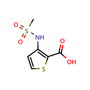 Chemical structure of 3-(Methylsulfonamido)-2-thiophenecarboxylic acid , CAS 132864-57-4, AChemBlock U139814