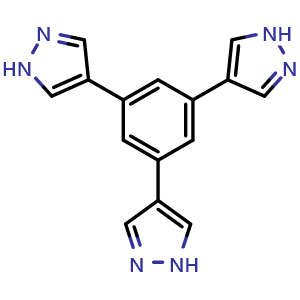 Chemical structure of 1,3,5-Tri(4-pyrazolyl)benzene , CAS 1325728-09-3, AChemBlock U139823