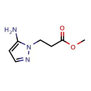 Chemical structure of Methyl 3-(5-Amino-1-pyrazolyl)propanoate , CAS 131654-76-7, AChemBlock U139835