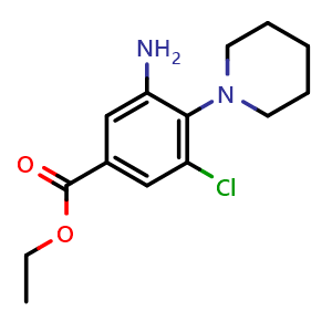 Chemical structure of Ethyl 3-Amino-5-chloro-4-(1-piperidinyl)benzoate , CAS 1315374-29-8, AChemBlock U139840