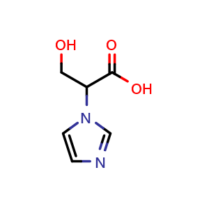 Chemical structure of 3-Hydroxy-2-(1-imidazolyl)propanoic acid , CAS 1314899-50-7, AChemBlock U139844