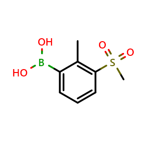 Chemical structure of 2-Methyl-3-(methylsulfonyl)phenylboronic Acid , CAS 1313617-69-4, AChemBlock U139853