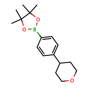Chemical structure of 4,4,5,5-tetramethyl-2-(4-(tetrahydro-2h-pyran-4-yl)phenyl)-1,3,2-dioxaborolane , CAS 1312479-26-7, AChemBlock U139856