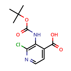 Chemical structure of 3-((tert-butoxycarbonyl)amino)-2-chloroisonicotinic acid , CAS 1312105-89-7, AChemBlock U139858