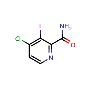 Chemical structure of 4-Chloro-3-iodopyridine-2-carboxamide , CAS 1308661-12-2, AChemBlock U139868