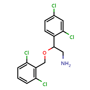 Chemical structure of 2-(2,6-Dichlorobenzyloxy)-2-(2,4-dichlorophenyl)ethylamine , CAS 1305320-62-0, AChemBlock U139881