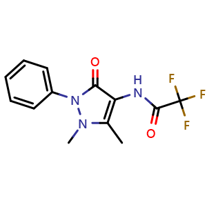 Chemical structure of N-(2,3-Dimethyl-5-oxo-1-phenyl-2,5-dihydro-1H-pyrazol-4-yl)-2,2,2-trifluoroacetamide , CAS 129476-61-5, AChemBlock U139908