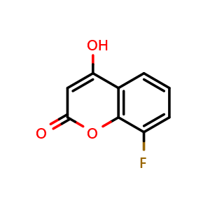 Chemical structure of 8-Fluoro-4-hydroxy-2H-chromen-2-one , CAS 128789-29-7, AChemBlock U139922