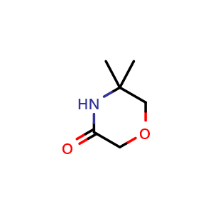 Chemical structure of 5,5-Dimethylmorpholin-3-one , CAS 127958-62-7, AChemBlock U139941