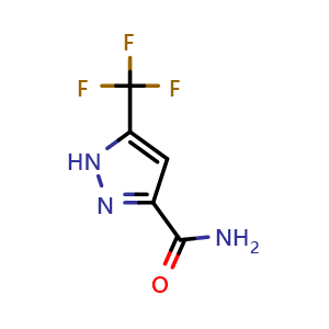 Chemical structure of 5-(Trifluoromethyl)pyrazole-3-carboxamide , CAS 1276541-94-6, AChemBlock U139944