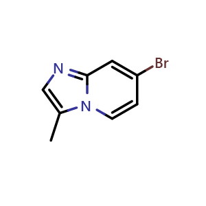 Chemical structure of 7-bromo-3-methyl-imidazo[1,2-a]pyridine , CAS 1276026-68-6, AChemBlock U139947