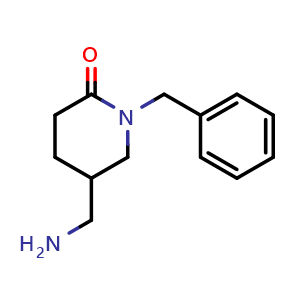 Chemical structure of 1-Benzyl-5-(aminomethyl)piperidin-2-one , CAS 1272756-11-2, AChemBlock U139958