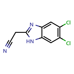 Chemical structure of 2-(Cyanomethyl)-5,6-dichlorobenzimidazole , CAS 127192-16-9, AChemBlock U139964