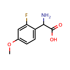 Chemical structure of 2-(2-Fluoro-4-methoxyphenyl)-DL-glycine , CAS 1270315-04-2, AChemBlock U139965