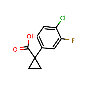 Chemical structure of 1-(4-Chloro-3-fluorophenyl)cyclopropanecarboxylic acid , CAS 1268444-83-2, AChemBlock U139970