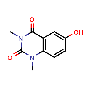 Chemical structure of 1,3-Dimethyl-6-hydroxyquinazoline-2,4-dione , CAS 1267663-32-0, AChemBlock U139974
