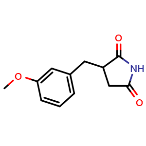 Chemical structure of 3-(3-Methoxybenzyl)pyrrolidine-2,5-dione , CAS 1267618-58-5, AChemBlock U139975