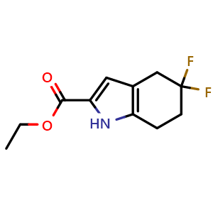 Chemical structure of Ethyl 5,5-Difluoro-4,5,6,7-tetrahydro-1H-indole-2-carboxylate , CAS 1263082-55-8, AChemBlock U139992