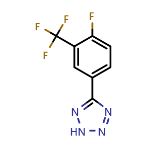 Chemical structure of 5-[4-Fluoro-3-(trifluoromethyl)phenyl]-2H-tetrazole , CAS 1261268-98-7, AChemBlock U140016