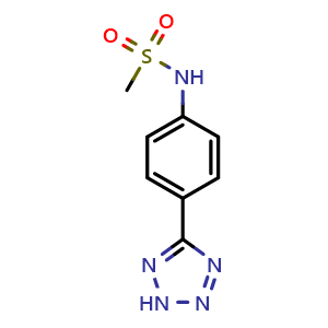 Chemical structure of 5-[4-(Methylsulfonamido)phenyl]-2H-tetrazole , CAS 1261268-83-0, AChemBlock U140021
