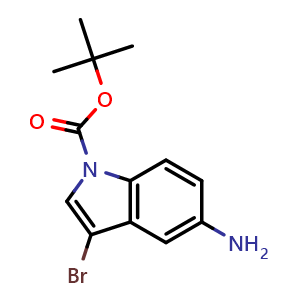 Chemical structure of tert-Butyl 5-amino-3-bromo-1H-indole-1-carboxylate , CAS 1260824-88-1, AChemBlock U140028