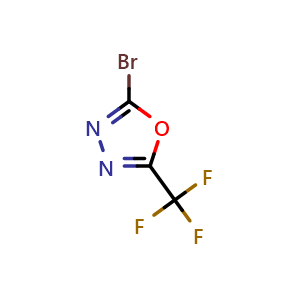 Chemical structure of 2-Bromo-5-(trifluoromethyl)-1,3,4-oxadiazole , CAS 1260674-33-6, AChemBlock U140046