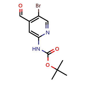 Chemical structure of 2-(Boc-amino)-5-bromoisonicotinaldehyde , CAS 1260667-46-6, AChemBlock U140047
