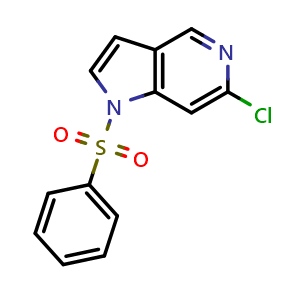 Chemical structure of 1-(benzenesulfonyl)-6-chloro-pyrrolo[3,2-c]pyridine , CAS 1260382-88-4, AChemBlock U140052