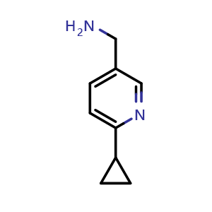 Chemical structure of 6-Cyclopropylpyridine-3-methanamine , CAS 1256823-20-7, AChemBlock U140068