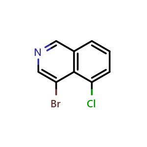 Chemical structure of 4-Bromo-5-chloroisoquinoline , CAS 1256787-17-3, AChemBlock U140072