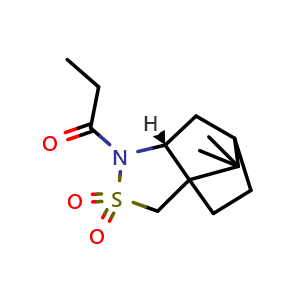 Chemical structure of N-Propionyl-(2R)-bornane-10,2-sultam , CAS 125664-95-1, AChemBlock U140073