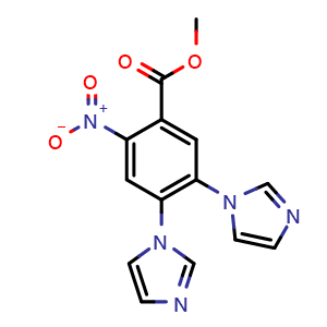 Chemical structure of Methyl 4,5-Di(1-imidazolyl)-2-nitrobenzoate , CAS 1256633-33-6, AChemBlock U140078
