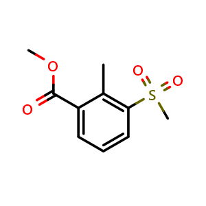 Chemical structure of Methyl 2-Methyl-3-(methylsulfonyl)benzoate , CAS 1256633-15-4, AChemBlock U140086